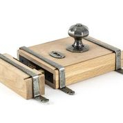 Pewter Oak Box Lock & Octagonal Knob Set Pewter Oak Box Lock & Octagonal Knob Set