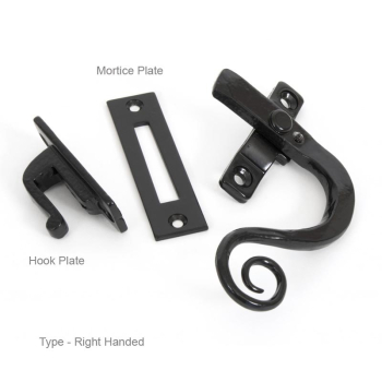 Black Right Hand Locking Monkey tail Hook & Mortice Plate