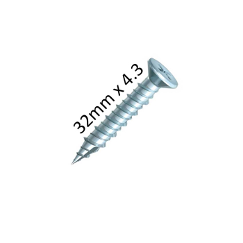 4.3 X 38mm STL Countersunk Needle Point Zinc PVC Screws