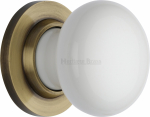 White Knob with Antique Brass base
