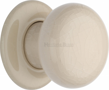 Cream Crackle Knob with Porcelain base