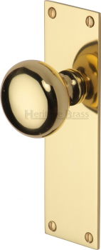 Balmoral Mortice Knob on Latch Plate in Polished Brass