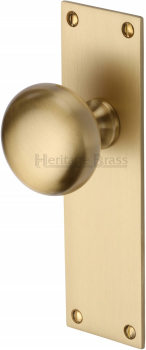 Balmoral Mortice Knob on Latch Plate in Satin Brass
