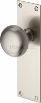 Balmoral Mortice Knob on Latch Plate in Satin Nickel