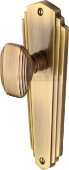 Charlston Mortice Knob on Latch Plate in Antique Brass