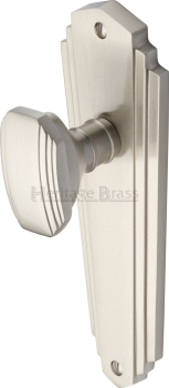 Charlston Mortice Knob on Latch Plate in Satin Nickel
