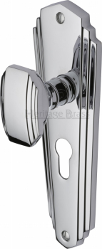 Charlston Mortice Knob on Euro Profile Plate in Polished Chrome