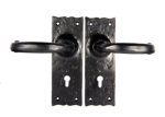 Durham Lever Lock Door Handle in Black Antique Iron (Keyhole)