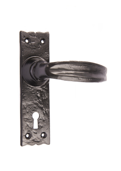 Alnwick Lever Lock Door Handle in Black Antique Iron (Keyhole)
