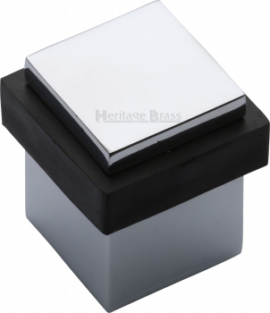 Door Stop Square Floor Mounted Polished Chrome