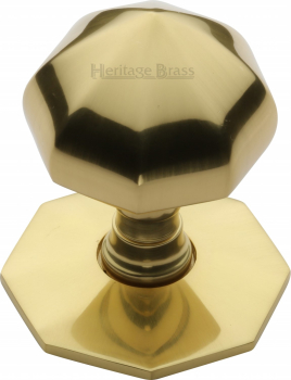 Faceted Centre Door Knob 2 1/2Inch Polished Brass