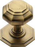 Flat Octagonal Centre Door Knob 3" Antique Brass