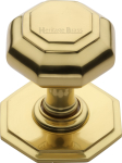 Flat Octagonal Centre Door Knob 3" Polished Brass