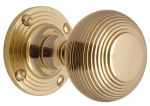 Reeded Mortice Knob in Polished Brass