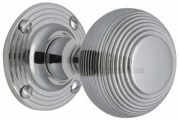 Reeded Mortice Knob in Polished Chrome